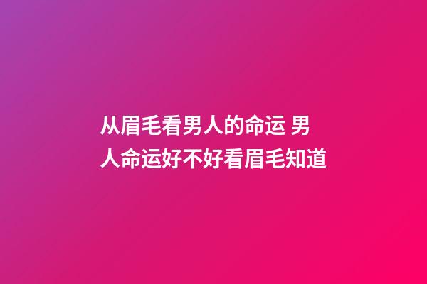 从眉毛看男人的命运 男人命运好不好看眉毛知道